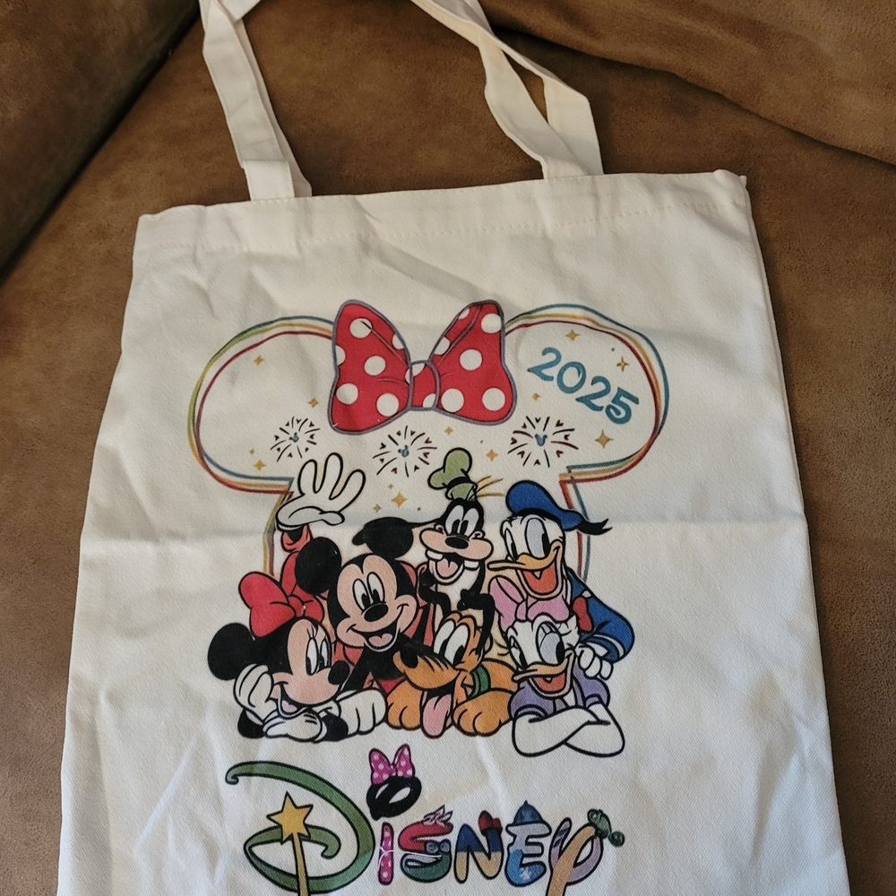 Disney White Tote with Colorful Characters
